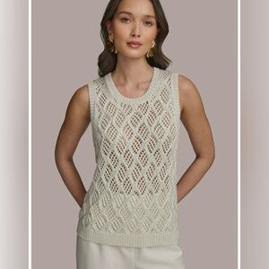 NWT Donna Karan Cream Textured Knit Top